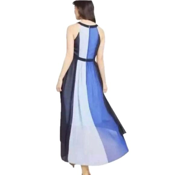 Modcloth Peachy Queen Color Block Stripe Hi Low Chiffon Flowy Fairy Dress L - Picture 2 of 7